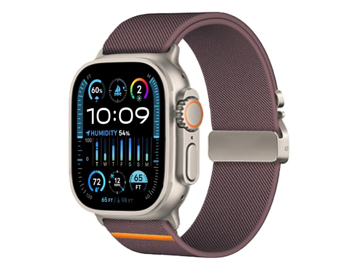 Bracelete Para Apple Watch 42/41/40/38mm - Nylon Elástico Com Fecho De Paraquedas Ajustável Roxo Fumê