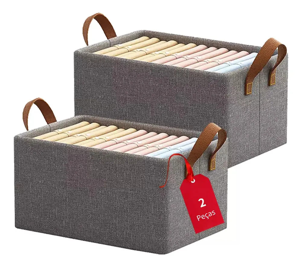 Cesta organizadora plegable de tela de lino de 47 x 28 pulgadas