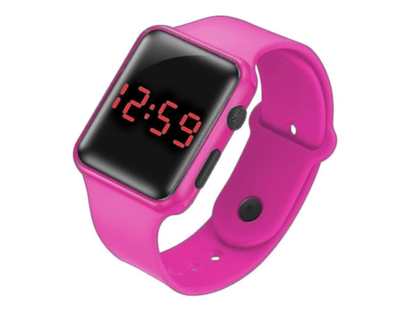 Smartwatch para Niños Deportivo Digital con Led em Silicona Rosa oscuro