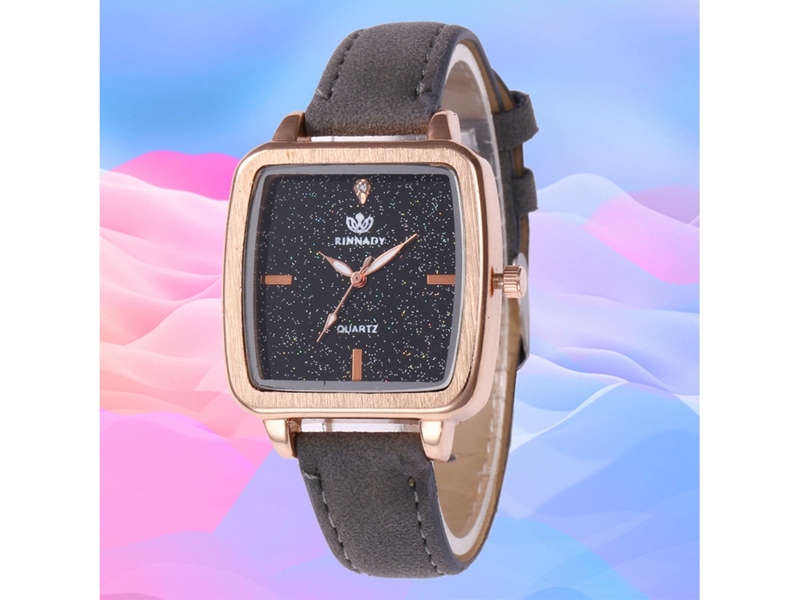 Reloj De Pulsera Cuadrado Unisex Para Parejas Con Correa De Piel Sintética Y Movimiento De Cuarzo Gris.