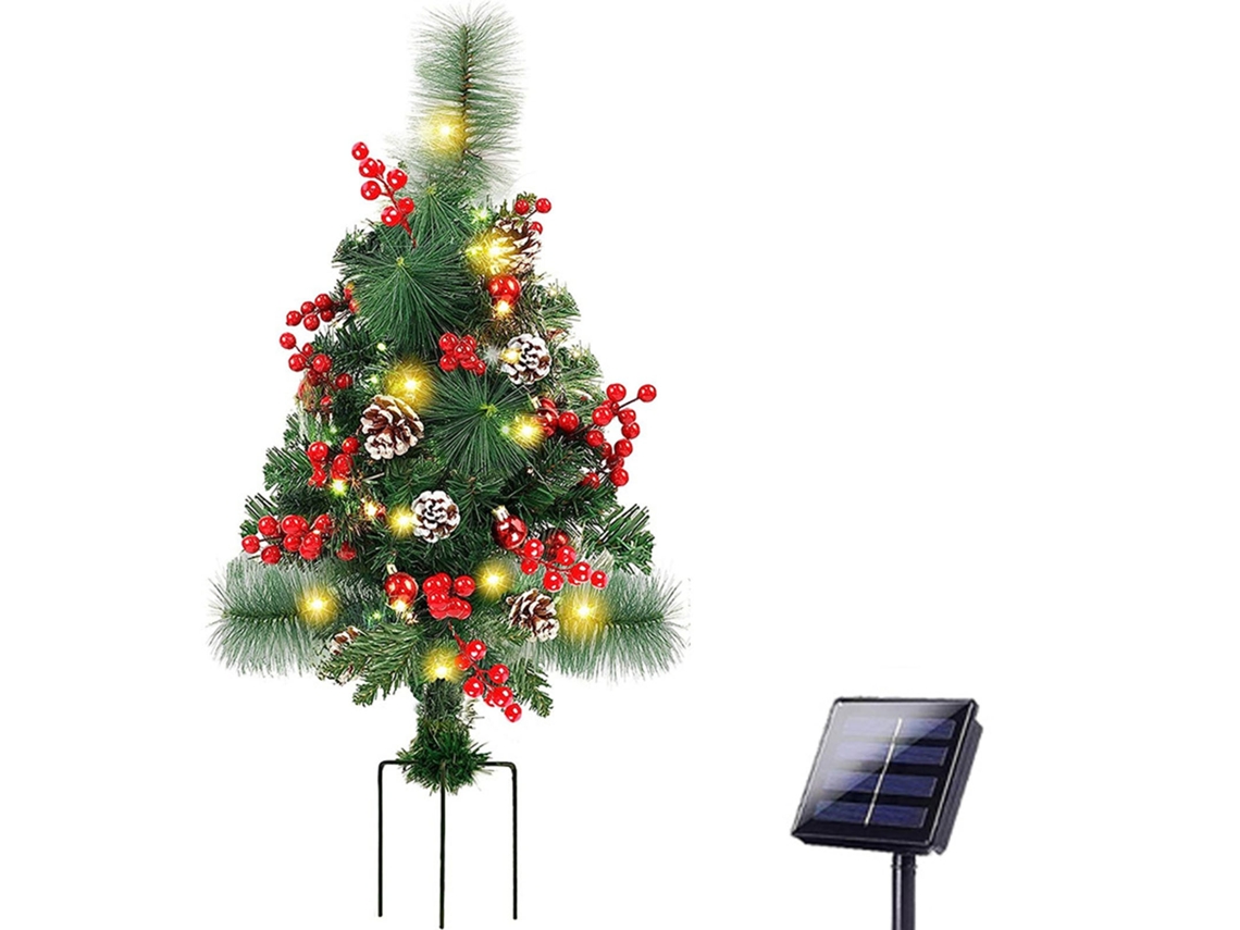 Rebe-luces De Jardin Para Navidad Con Poste Solar Arbol De Navidad Iluminado Decoracion Exterior Para Patio
