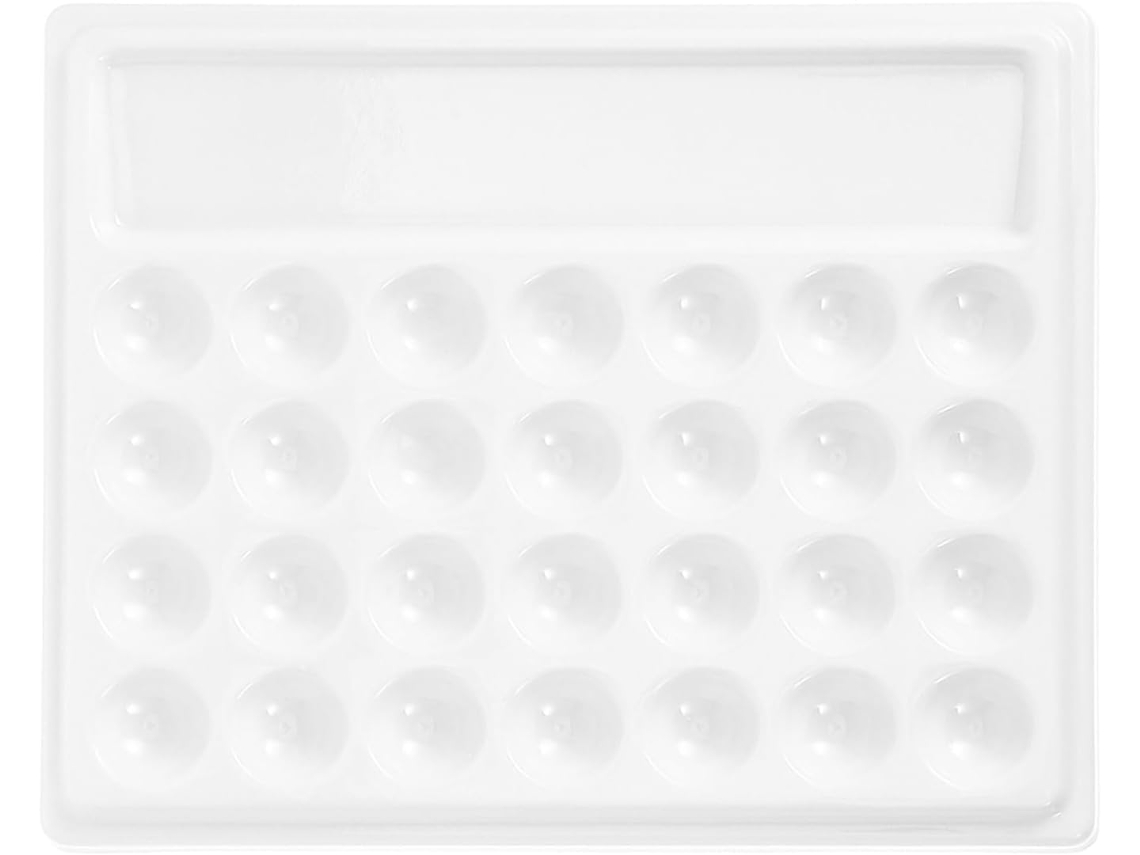 Paleta De Cerámica De 28 Agujeros Para Mezclar Pigmentos De Gouache Y Acuarela.