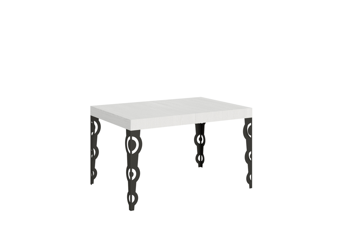 Mesa extensible Karamay 140/400x90 cm gris blanco patas antracita Itamoby