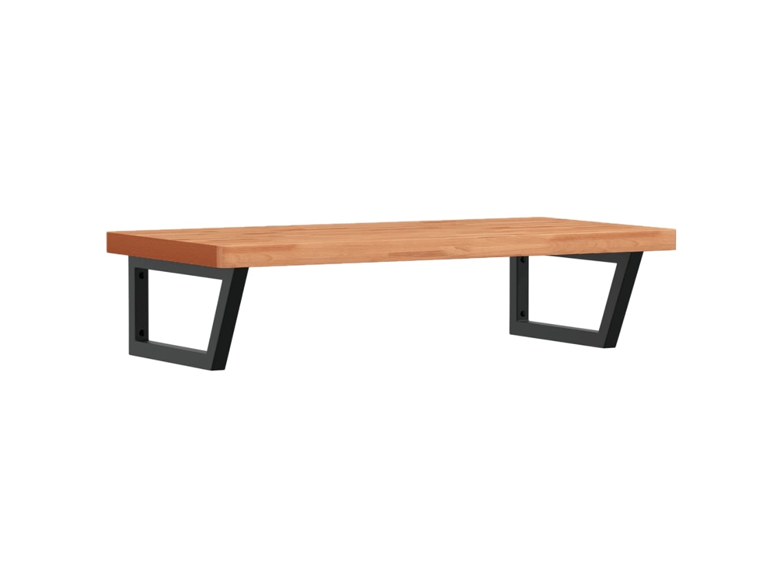 Estante de lavabo de pared de acero y VIDAXL madera maciza de haya