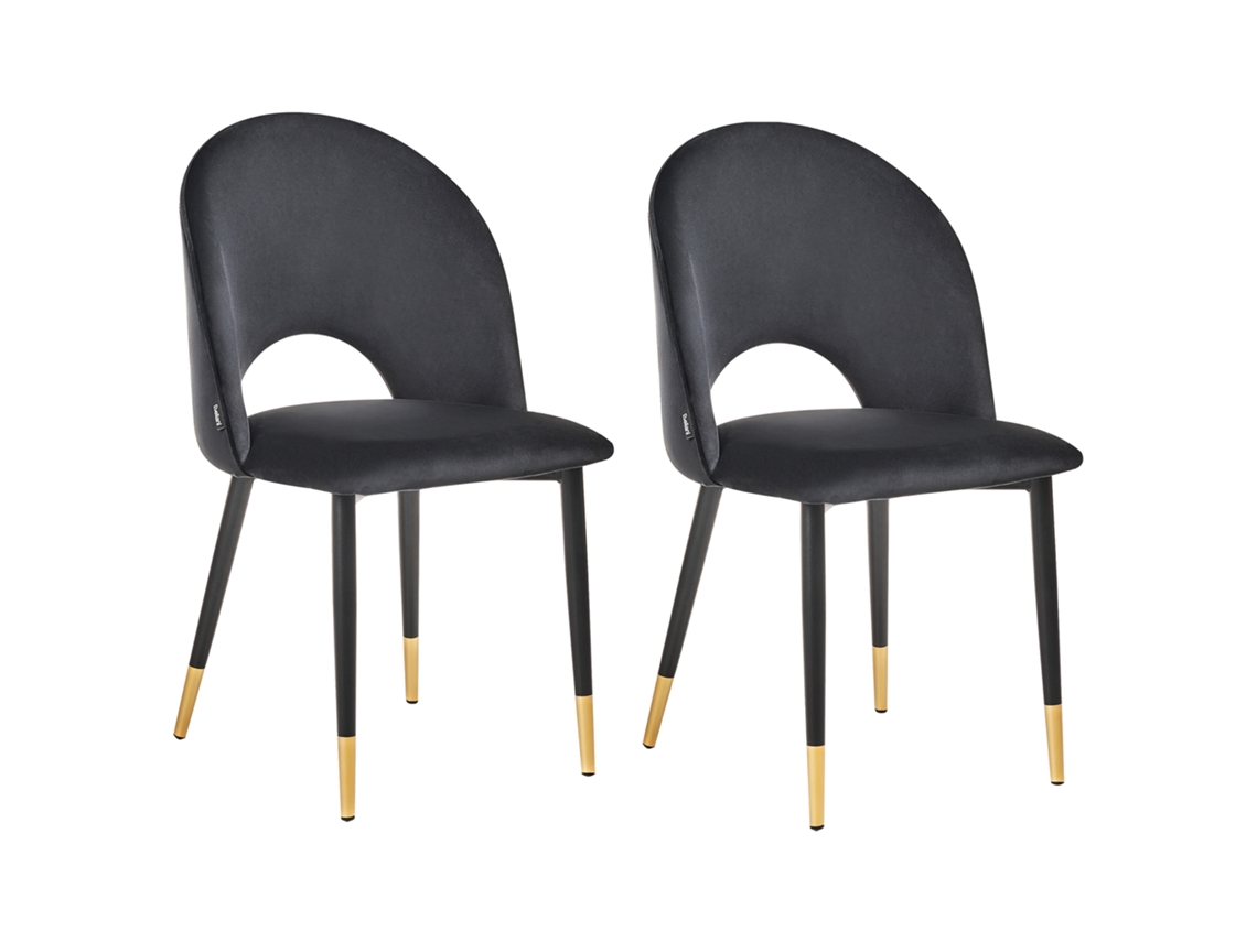 Conjunto com estofado aveludado BELIANI Magalia de Veludo Preto 47x45x84