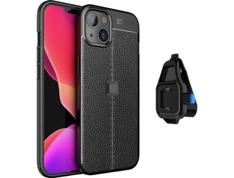 Carcasa + Soporte iPhone 13 Rugged Leather Negro