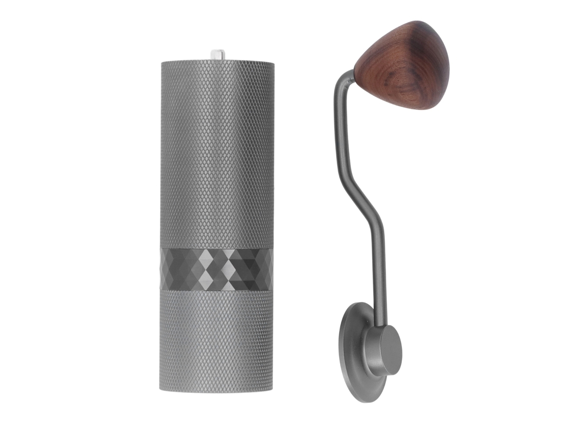 Molinillo de café manual de aluminio con mango de madera | Sin marca