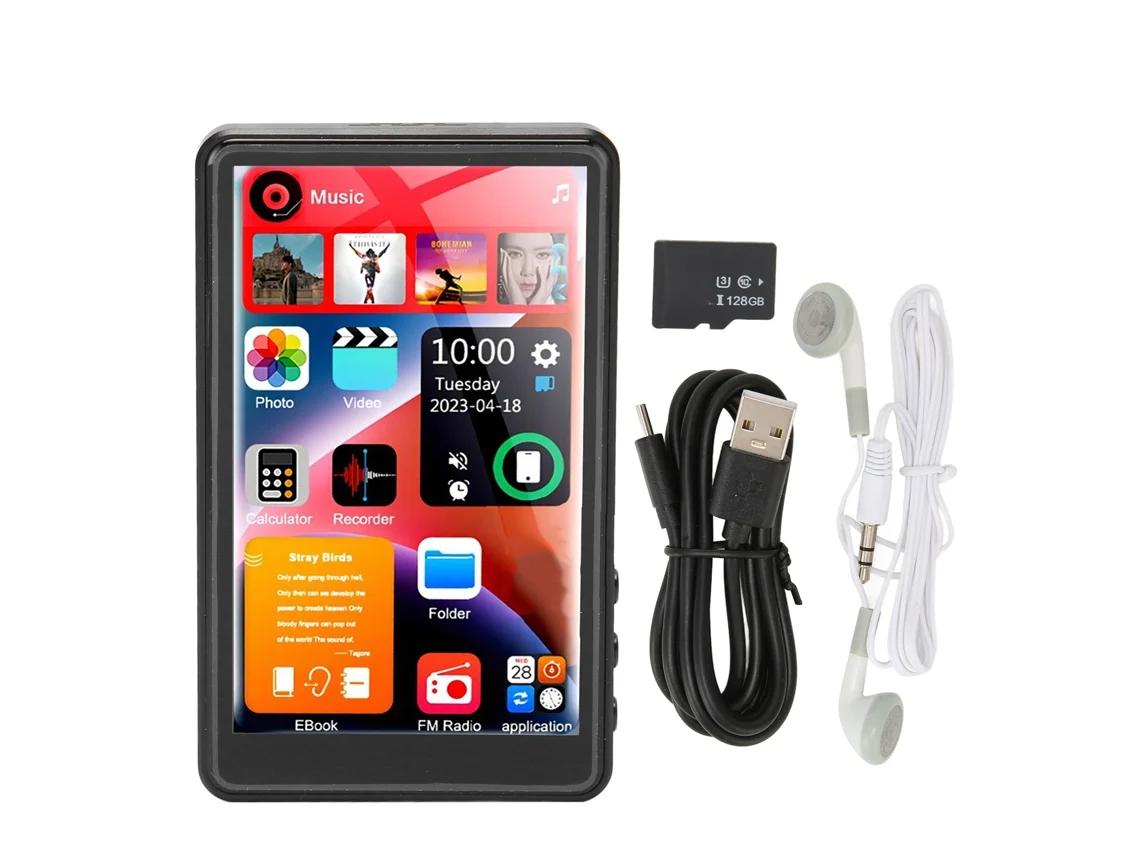 Reproductor Mp3 Tela Touch 4 Polegadas Hd Redução De Ruído Suporte 1080p Rádio Fm Gravação Bluetooth