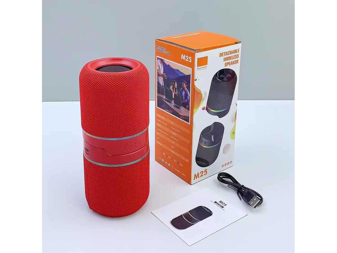 Altavoz Bluetooth MDUG magnético 2 en 1 con radio FM, ranura para tarjeta TF y reproducción TWS (rojo)