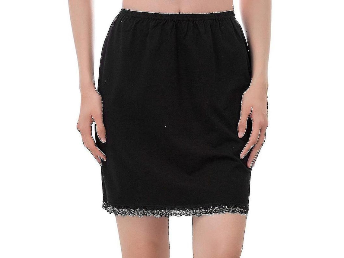 2026-petticoat Falda Interior Media Cintura Elástica Antideslizante De Encaje Para Mujer Talla Única Blanco