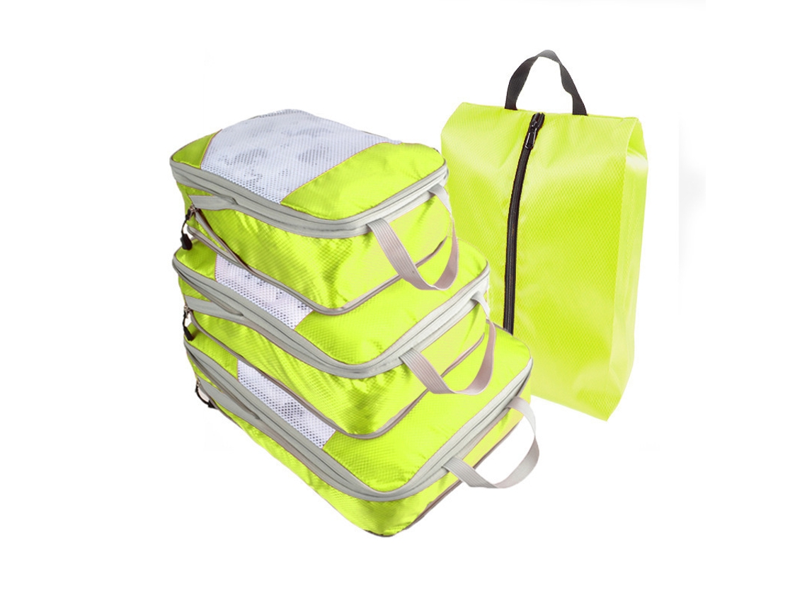 Juego De 4 Piezas, Organizadores De Equipaje De Viaje De Malla Expandible Para Ropa, Ropa Interior CHRUI Green