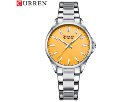 Relojes de Pareja Correa de Acero Relojes para Hombre Relojes de Mujer de Moda Relojes de Cuarzo de Negocios-Mujeres Amarillas LUUCOZK