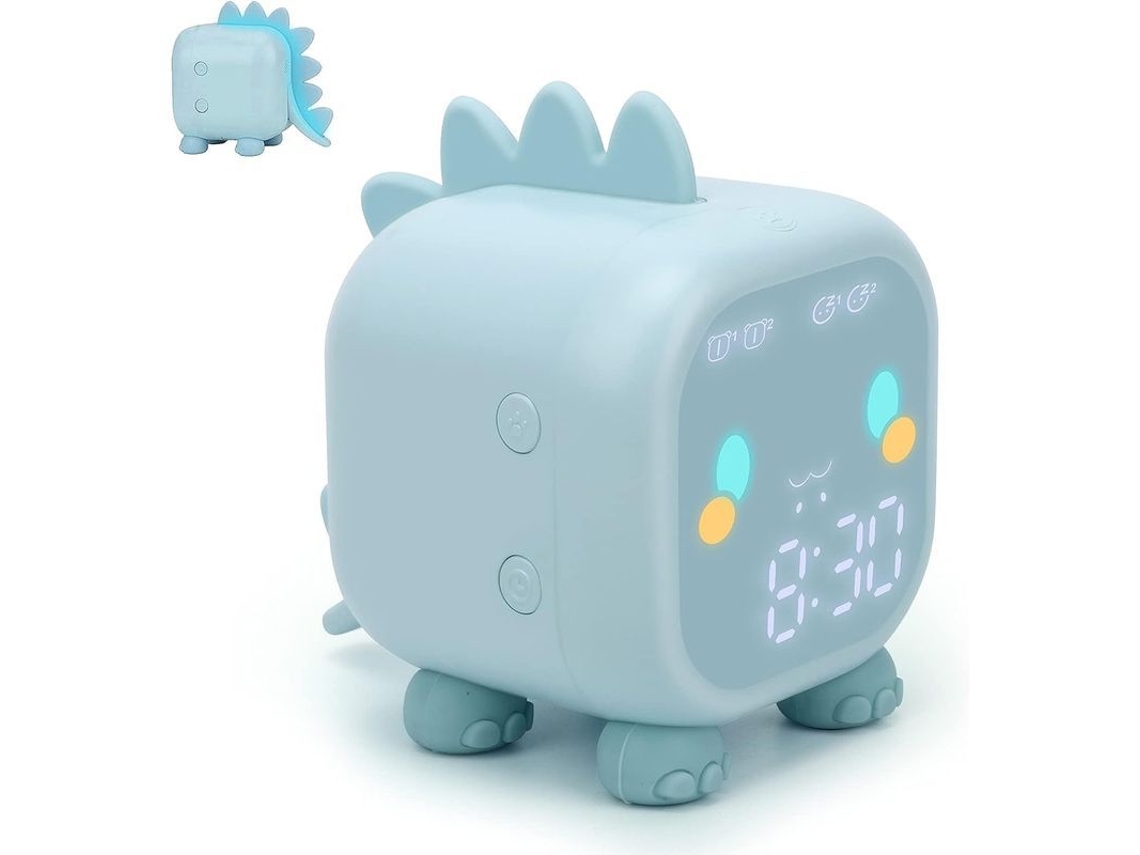 2026-reloj Despertador Niños, Dinosaurio Cute Con Luz De Levantamiento Y Luz Nocturna, Regalo Para Niños (azul)