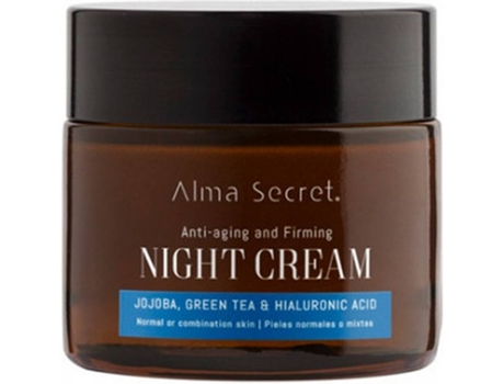 Crema Facial ALMA SECRET Reparador Antienvejecimiento De Jojoba, Té Verde Y Hialurónico (50 ml)