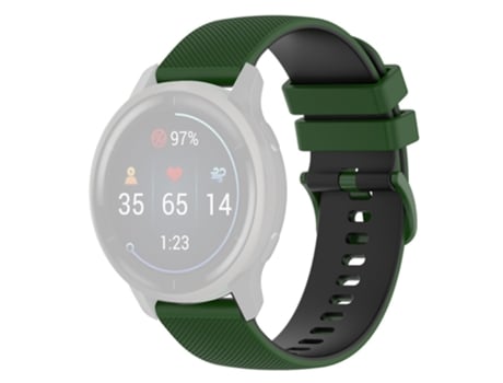 Correa de Silicona 20mm para Garmin Venu2 Plus/Vivoactive 3/Vivomove - verde militar/negro