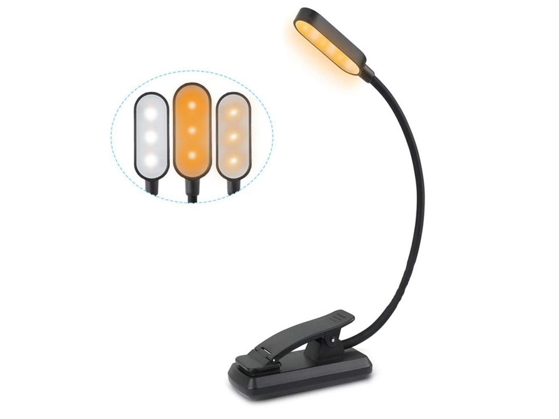Rebe-luz De Lectura Recargable Usb Con Clip 9 Led, 3 Niveles De Brillo Ajustables, Ligera Y Duradera