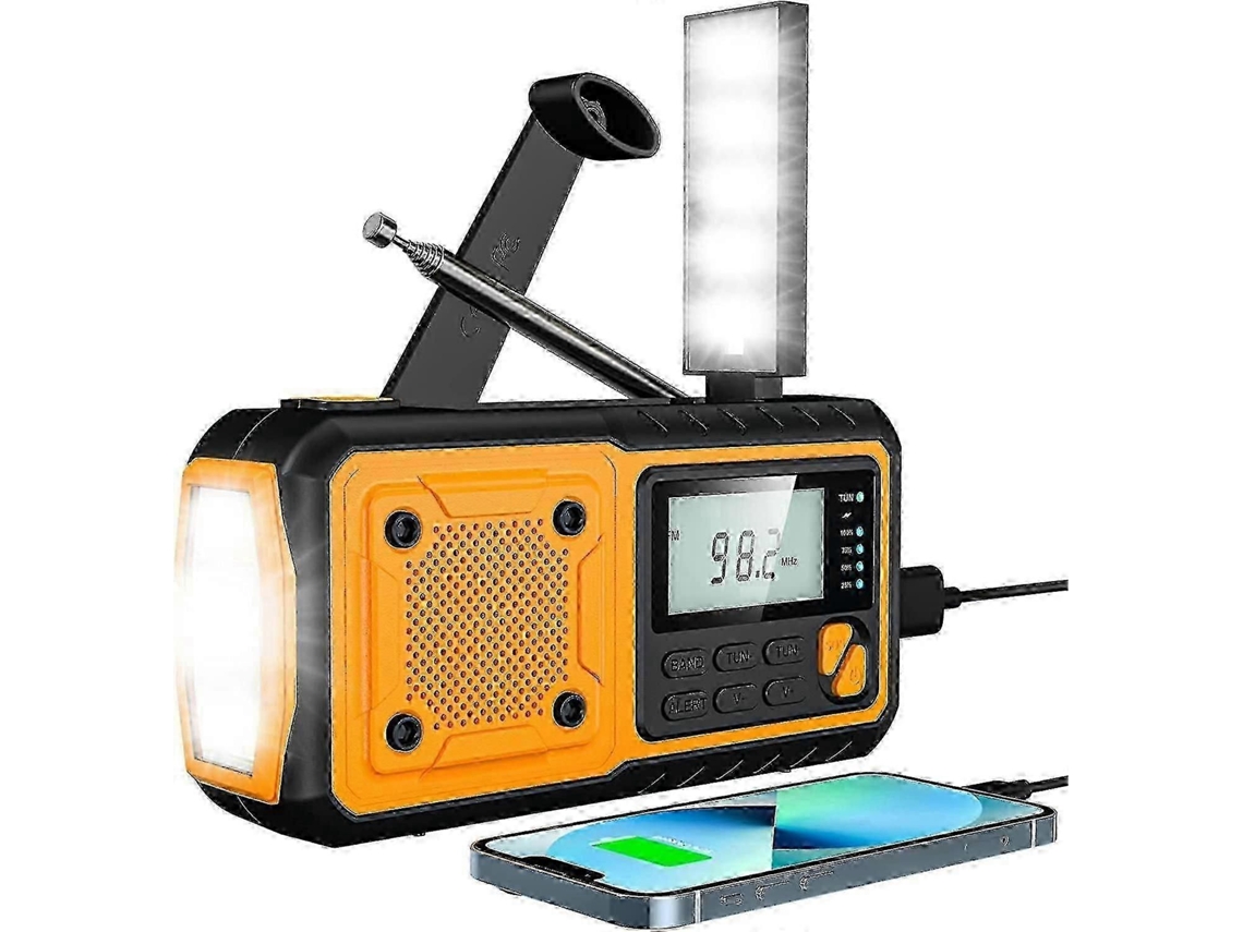Radio solar portátil con manivela, radio de emergencia recargable con batería de 4000 mAh, radio FM/AM/WB con manivela, 25 26 GOKOCO