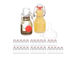 Relaxdays Frascos Pequenos, Conjunto De 30, 50 Ml, Frascos De Vidro Para Licores E Óleos, Com Fecho, Transparente