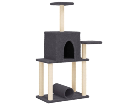 Rascador para gatos con postes de sisal gris oscuro VIDAXL (122 cm)