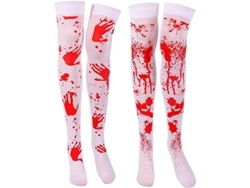 Calcetines Hasta El Muslo De Halloween Con Sangre Falsa, 2 Pares Para Cosplay De Zombi, 68 Cm