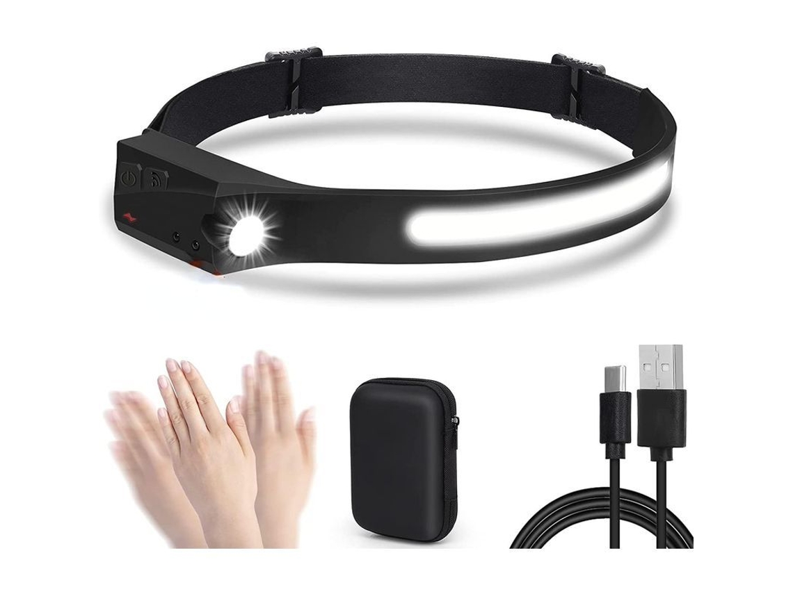 Lanterna Frontal Super Brilhante 350 Lumens 6 Modos Sensor Recarregável Usb Ipx6 À Prova D'água Para Camping Pesca Caminhada