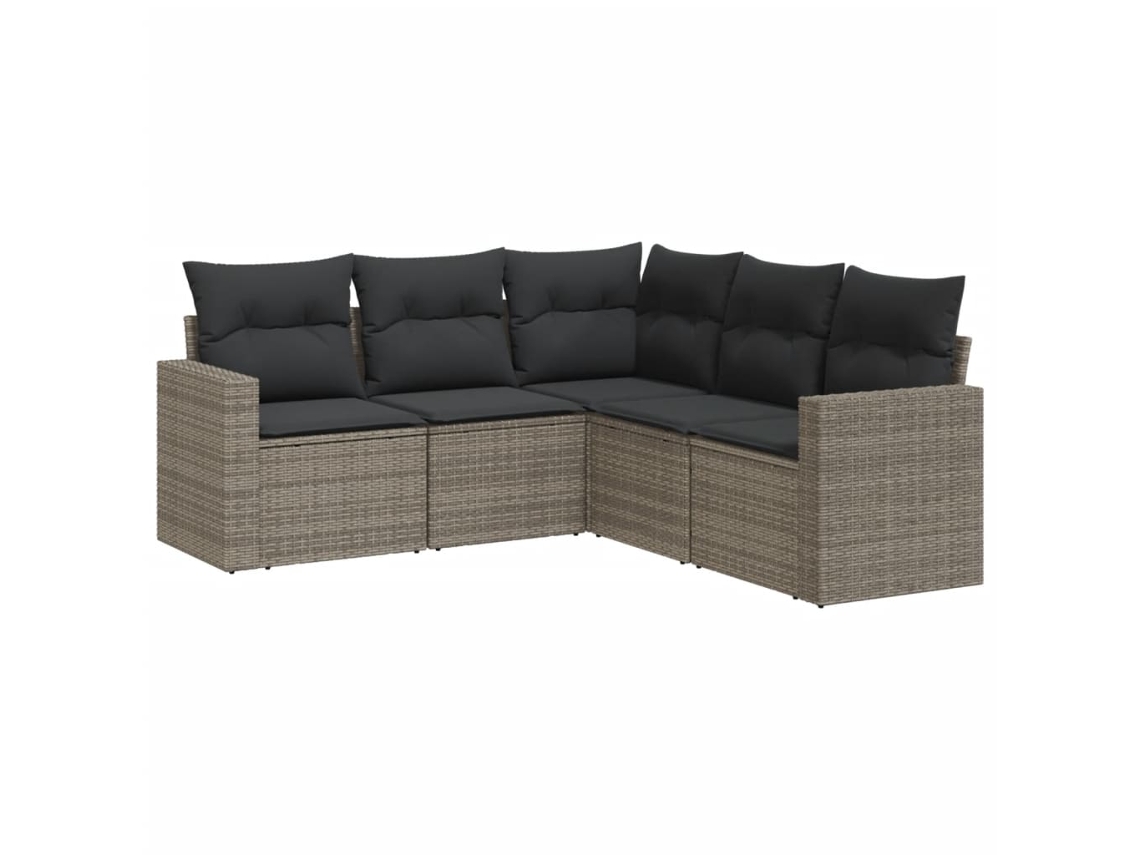 Maison Exclusive - Conjunto de sofá de jardín de 5 piezas con cojines de mimbre y patas grises