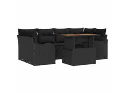 Maison Exclusive - Conjunto De Sofá De Jardín 7 Pcs Negro Poliratán