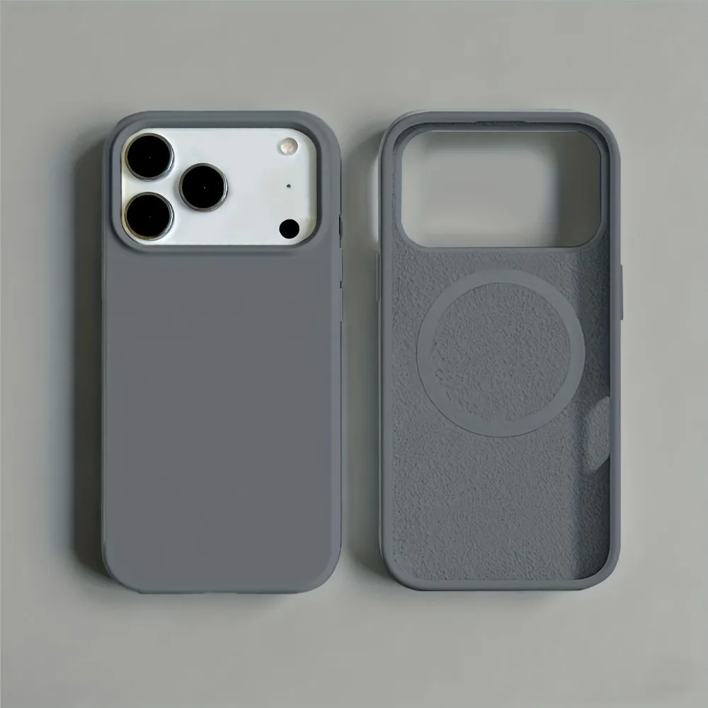 (iphone 15 Pro Max Gris) Funda Magnética De Silicona Líquida Para Iphone, Compatible Con Fijación Magnética.