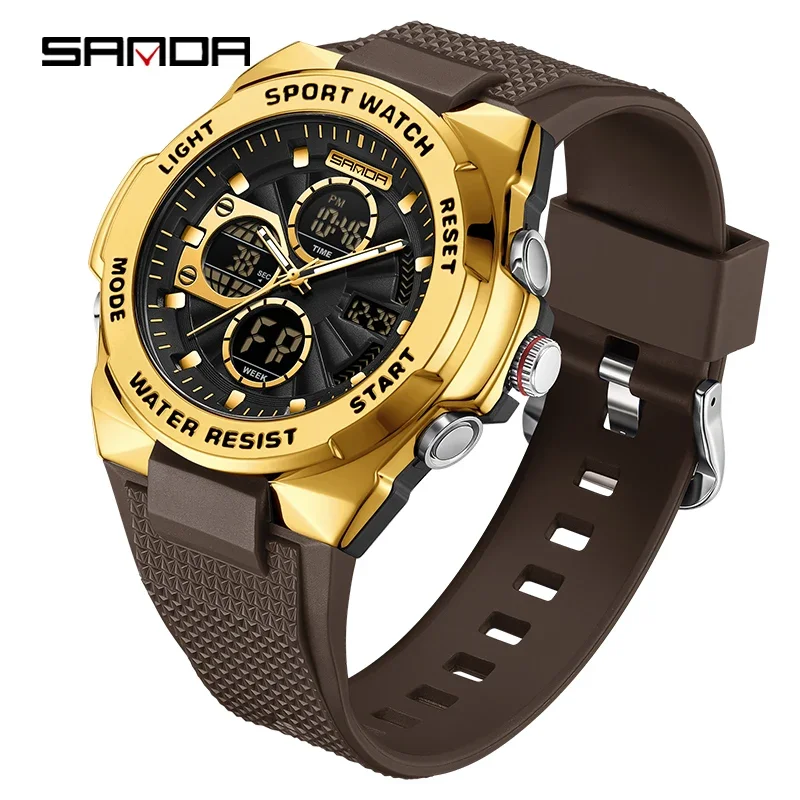 Reloj Deportivo Elegante Con Alarma, Cronómetro, Luz Led, Visualización De Doble Zona Horaria Y Resistencia Al Agua.