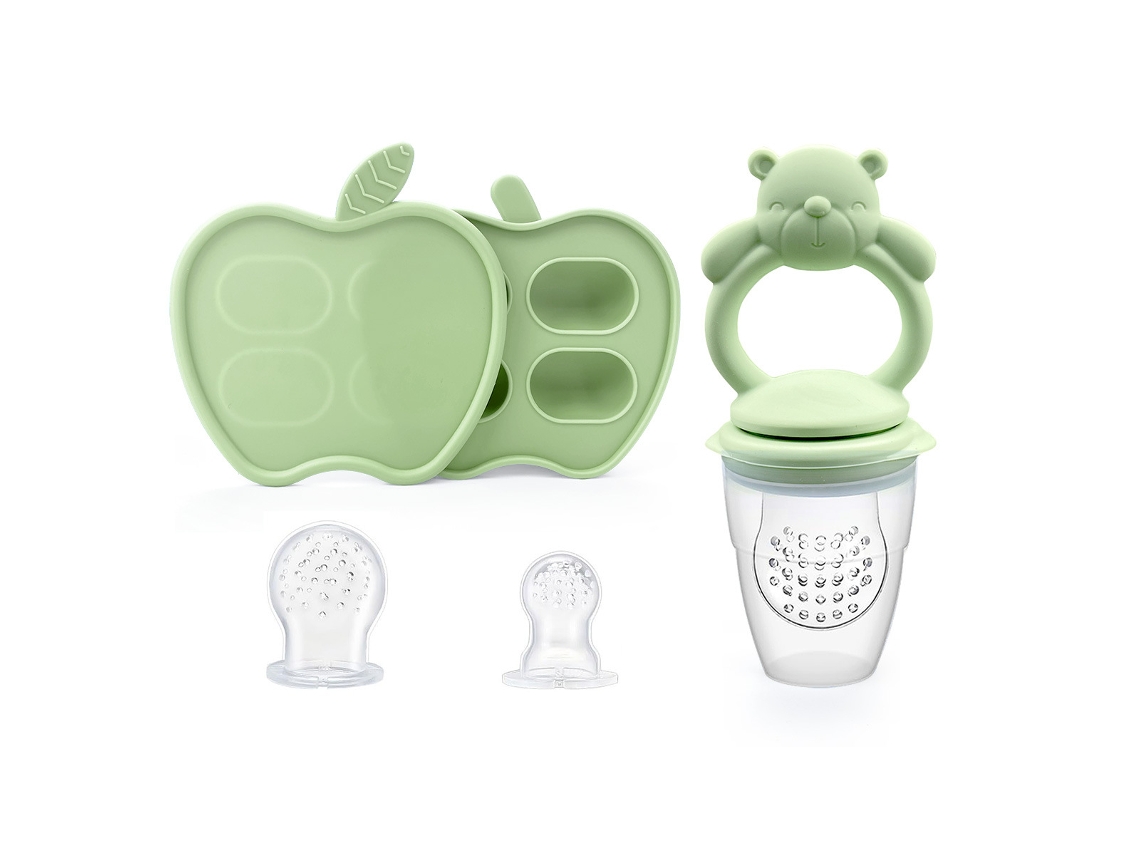 Alimentador Frutas Bebé Chrui 6+ Meses Con Molde Hielo Solo Oso Alivio Encías (verde)