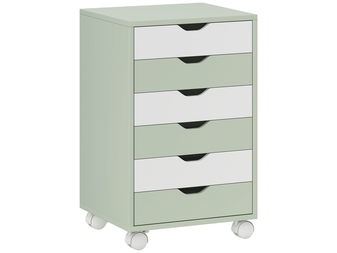Escritorio Con Cajonera Móvil, 6 Cajones, Verde