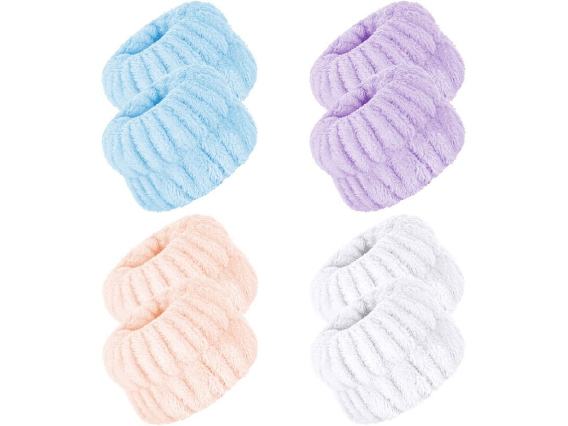 8 Pulseras De Microfibra Para Lavado Facial, Absorbentes Para Spa Y Rutina Diaria.