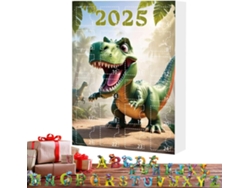 Adorno acrílico 2D con temática de dinosaurios y alfabeto, cuenta regresiva para Navidad, calendario 2025