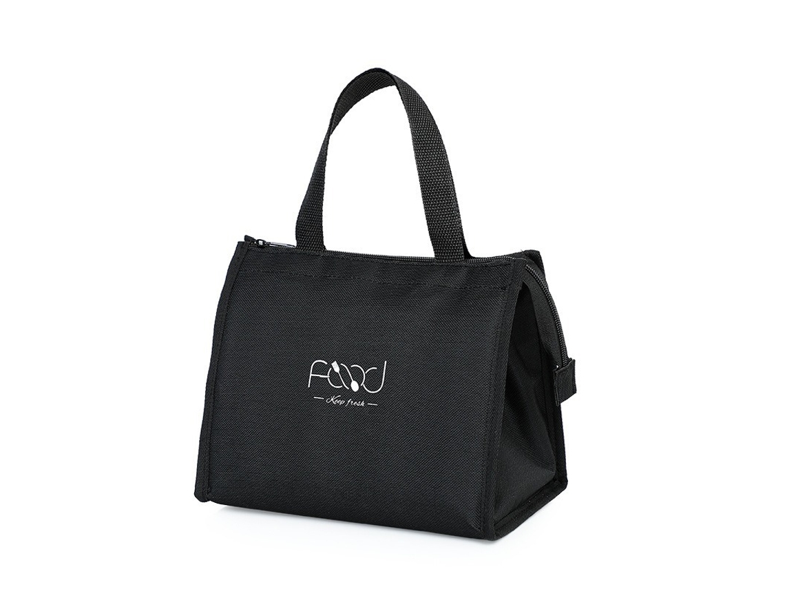 Bolsa de almuerzo aislada para adultos, pequeña bolsa de almuerzo negra