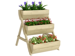 Macetero elevado de madera de 3 niveles, 65x75x76cm, verde | Sin marca