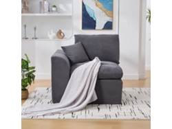 Sofá monoplaza minimalista escandinavo moderno, terciopelo cannelloni, cojín incluido, no requiere montaje, asiento mullido, gris oscuro.