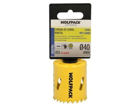 Corona Sierra Bimetal Ø 40 mm Templado Termico. Base Reforzada. Corona Madera. Broca Agujeros Madera. Acero. Hierro. Plasticos WOLFPACK LINEA PROFE...