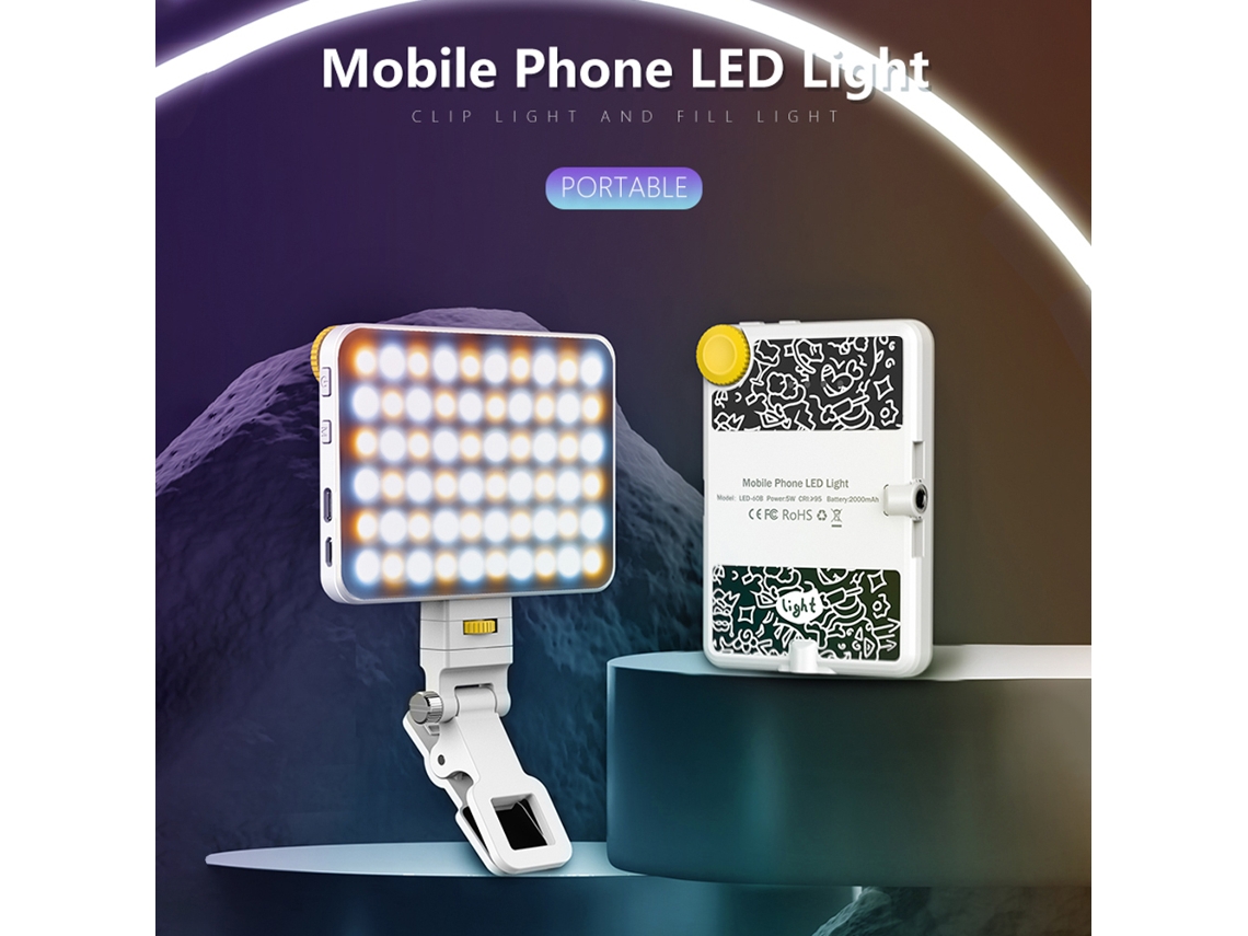 Luz LED portátil para fotografía y vídeo, mini panel LED ajustable para teléfono móvil, luz LED de bolsillo