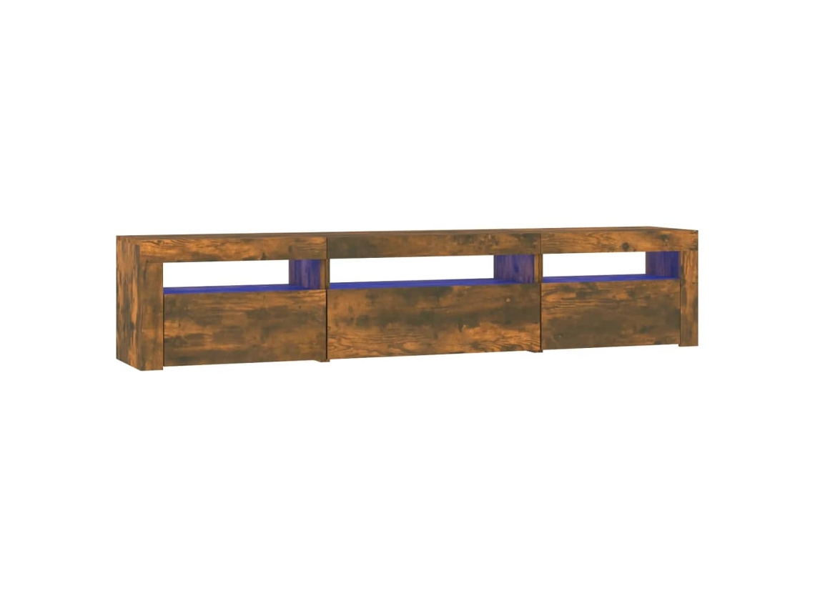 Mueble de TV con luces LED, Roble Ahumado, MAISON EXCLUSIVE (195x35x40 cm)