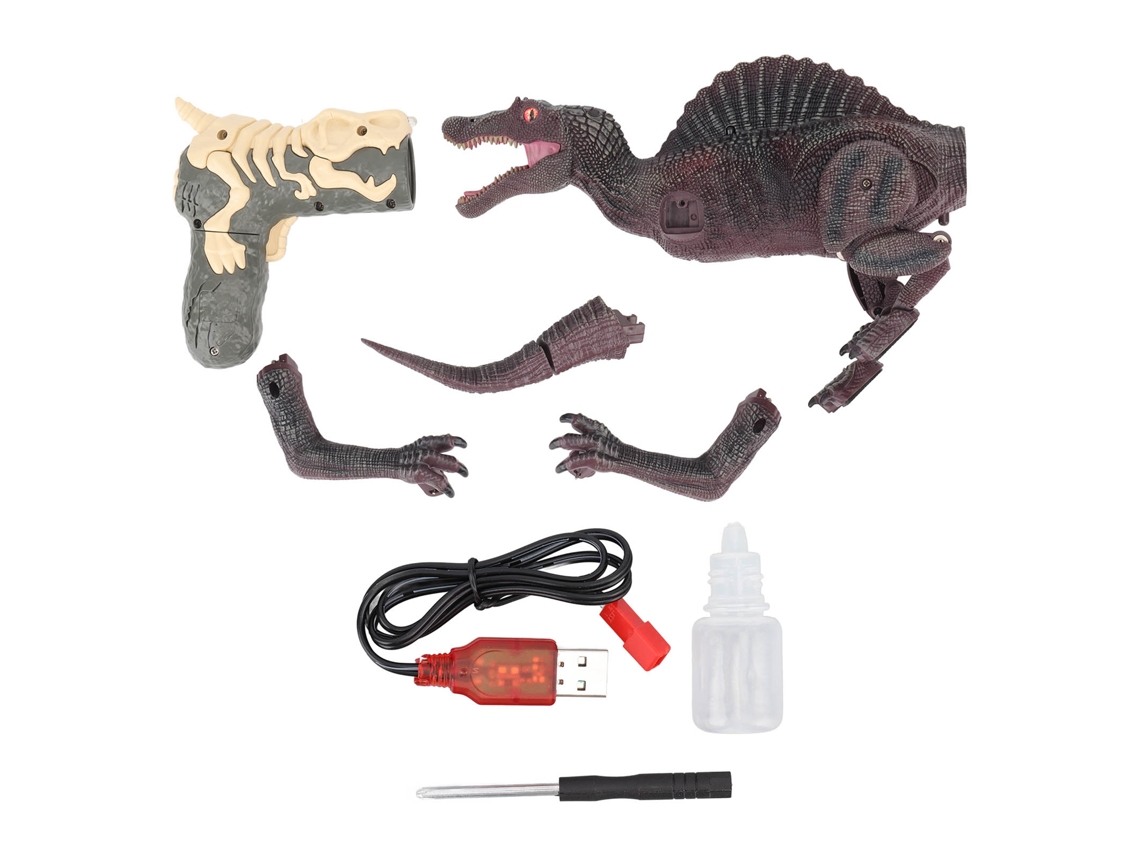 2026-juguete De Dinosaurio Control Remoto Con Luz, Sonido De Rugido, Caminar Y Aspersión De Agua Rojo