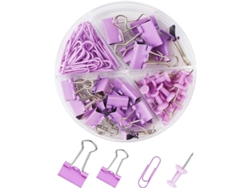 2026rebe-conjunto De Clips De Carpeta Morados, Clips De Papel Y Tachuelas, 72 Piezas