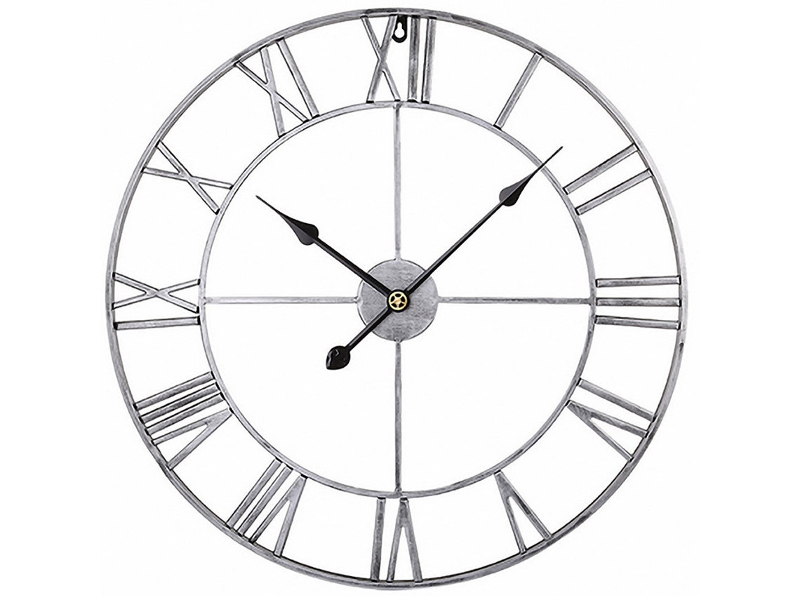 KOFIHETY Reloj de Pared con Números Romanos, Silencioso y sin Tictac, Funciona con Pilas, Redondo, Grande, de Metal, para Decoración del Hogar, Loft, Sala de E