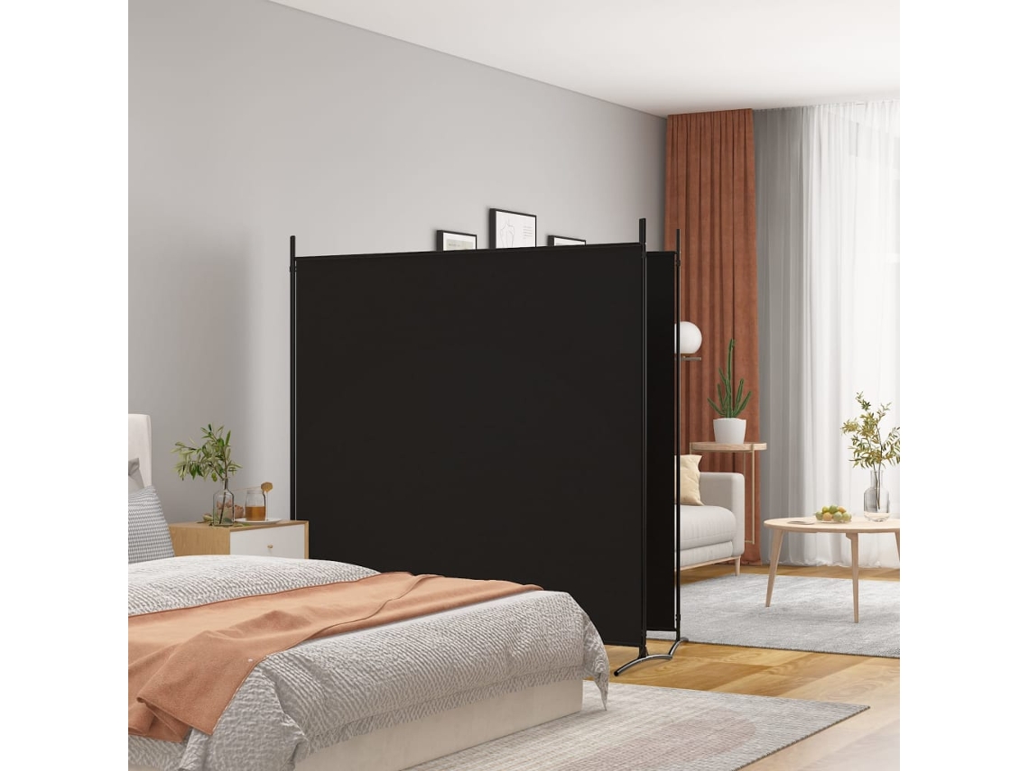 Biombo/Pantalla plegable de 2 paneles 348x180 cm en tela negra Wsd227847 Adorável Casa