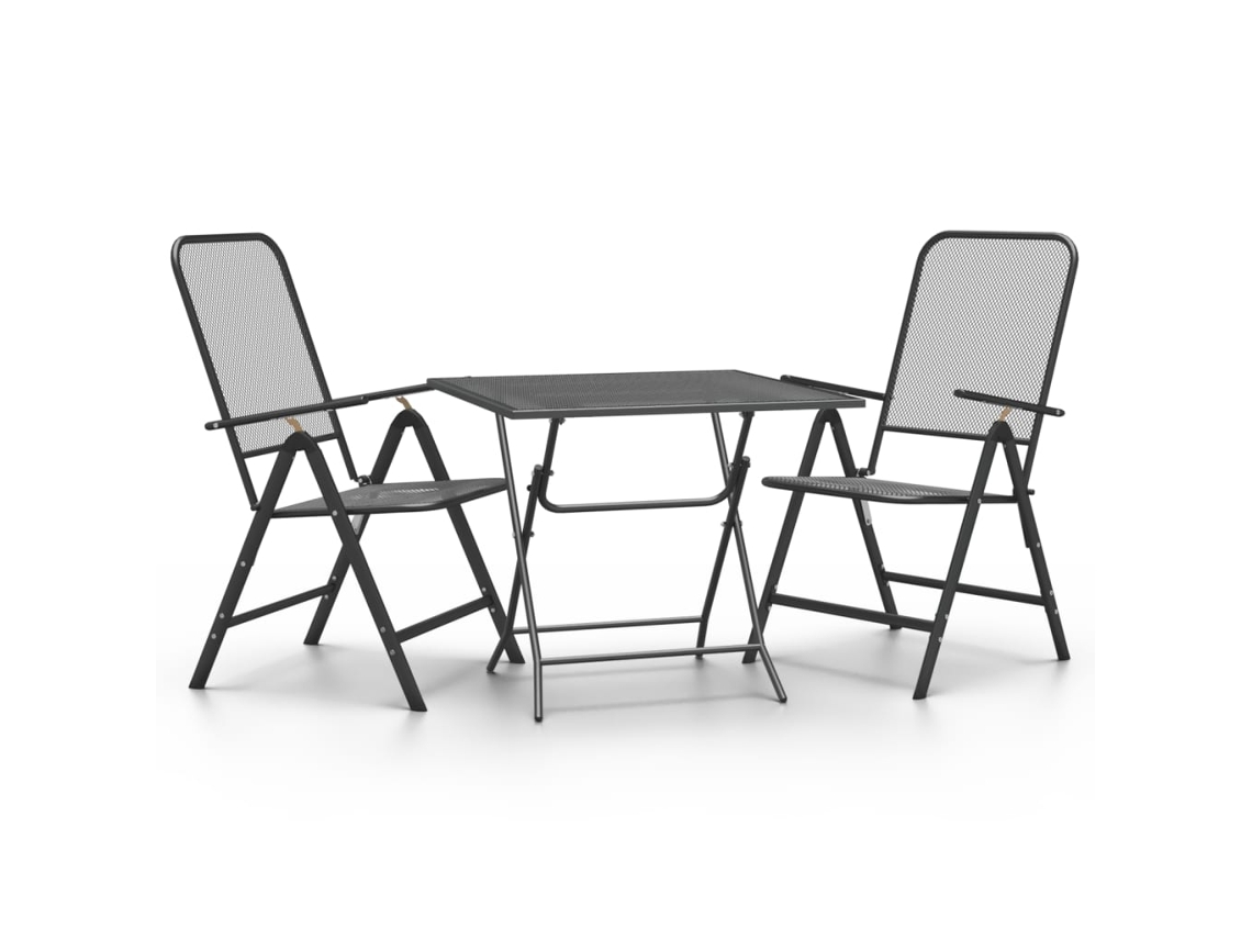 Conjunto 3 de comedor de jardín VIDAXL malla metal expandido antracita