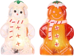 Figuras De Hombre De Jengibre Con Luz Led (2 Unidades) Para Decoración Navideña De Interiores.