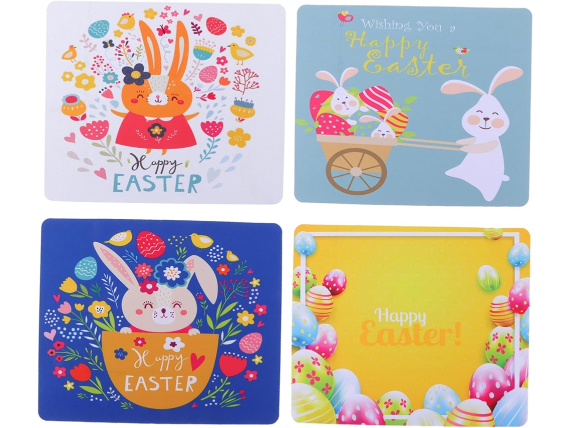 Juego de 4 alfombrillas antideslizantes para ratón con estampado de Pascua, para ordenador/trabajo, alfombrilla para ratón/teclado.