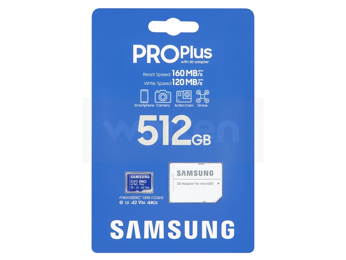 Tarjeta de Memoria MicroSDXC SAMSUNG Pro Plus (512 GB - 160 MB/s)