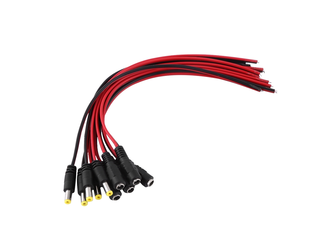10 Cables Con Conector De Alimentación Cc Macho Y Hembra Para Cámaras De Seguridad De 12 V, Color Negro Y Rojo, 2,1 X 5,5 Mm, 28,2 Cm.