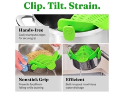 Colador Ajustable De Silicona Con Clip Universal Para Ollas Y Platos Color Verde Lima