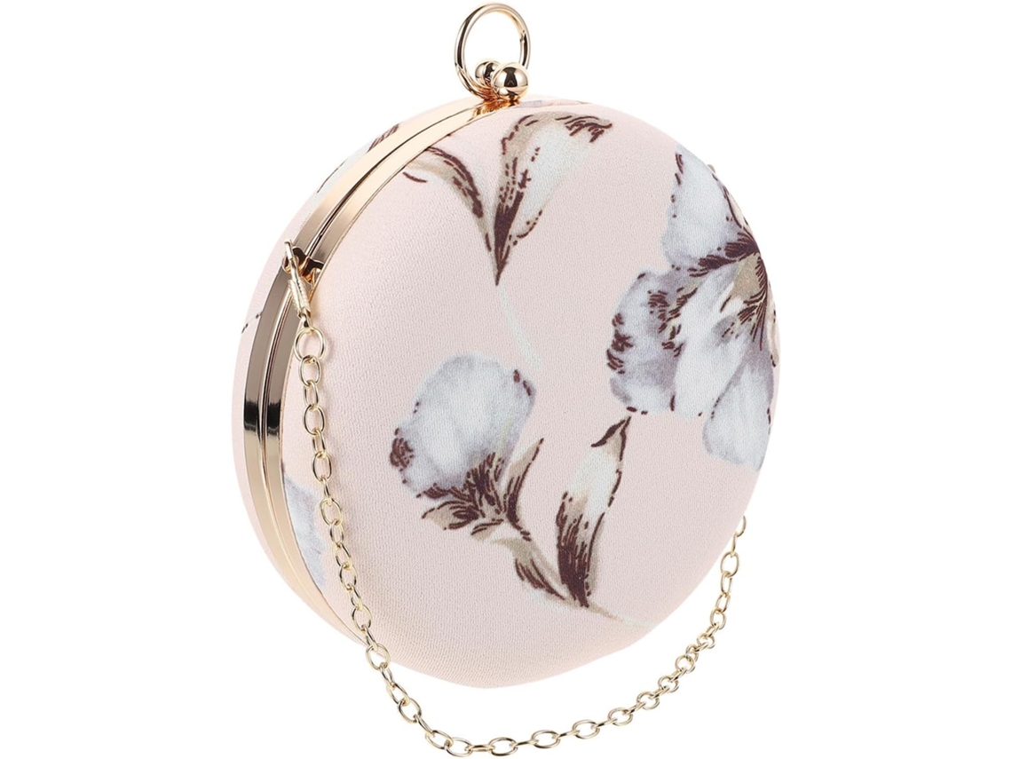 Bolso De Mano Pequeño De Noche Para Mujer, Color Beige, De Poliéster Con Cadena.